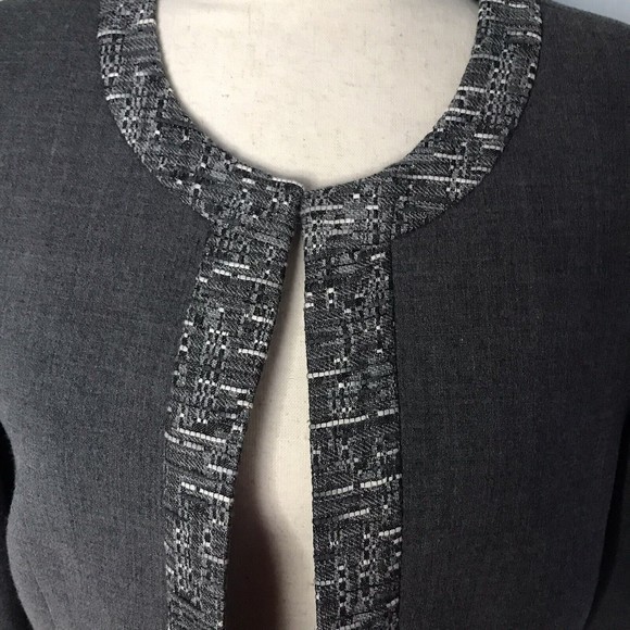 Tahari Arthur S. Levine Size‎ 8 Gray w/ Gray Multi Trim Jacket Long Sleeve - Picture 9 of 13